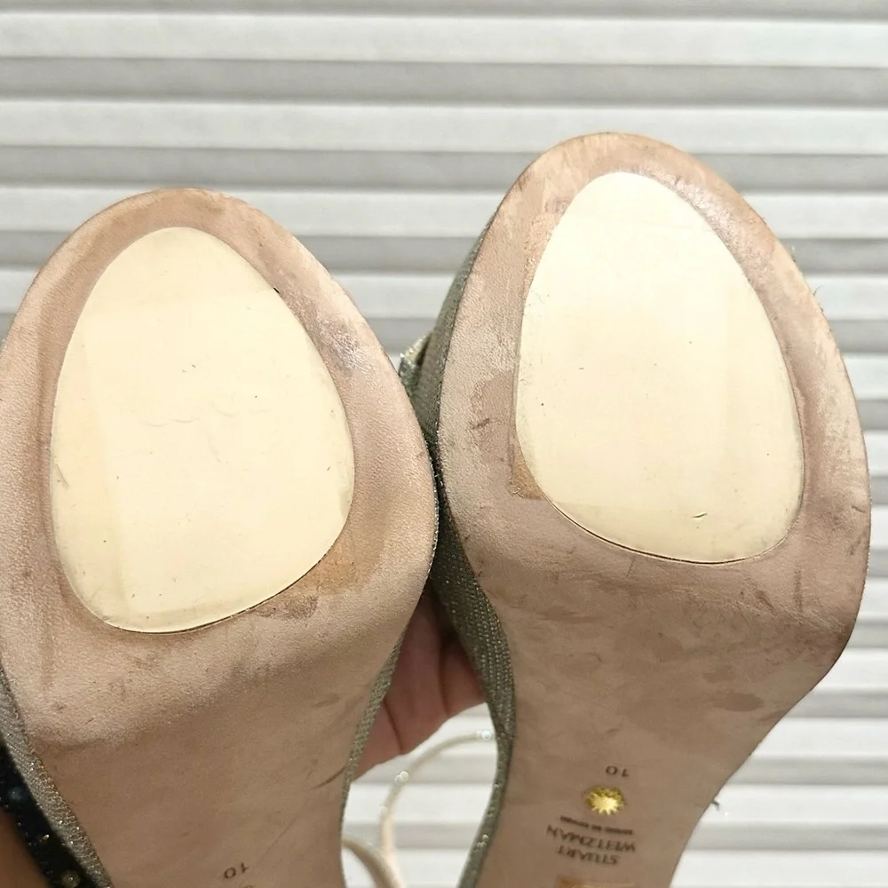 🌹STUART WEITZMAN 🌹 Nudistcurve Metallic Platform Sandals Size: 10